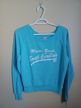 Women's Size M LAT Myrtle Beach, SC Blue‎ Pullover Sweatshirt Shirt Top Travel